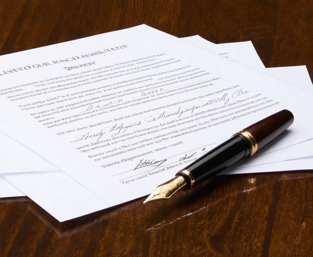 Záber na podpísané právne dokumenty